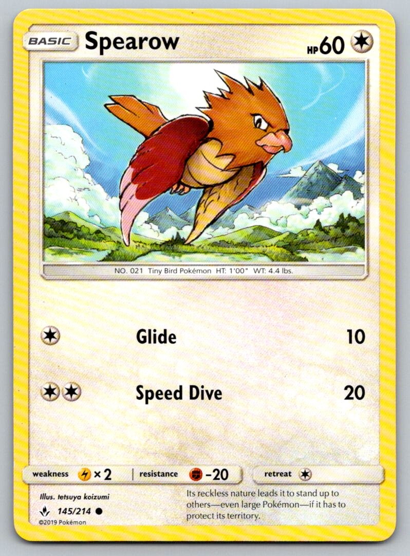 Pokemon Unbroken Bonds Spearow Common 145/214 Lightly Played