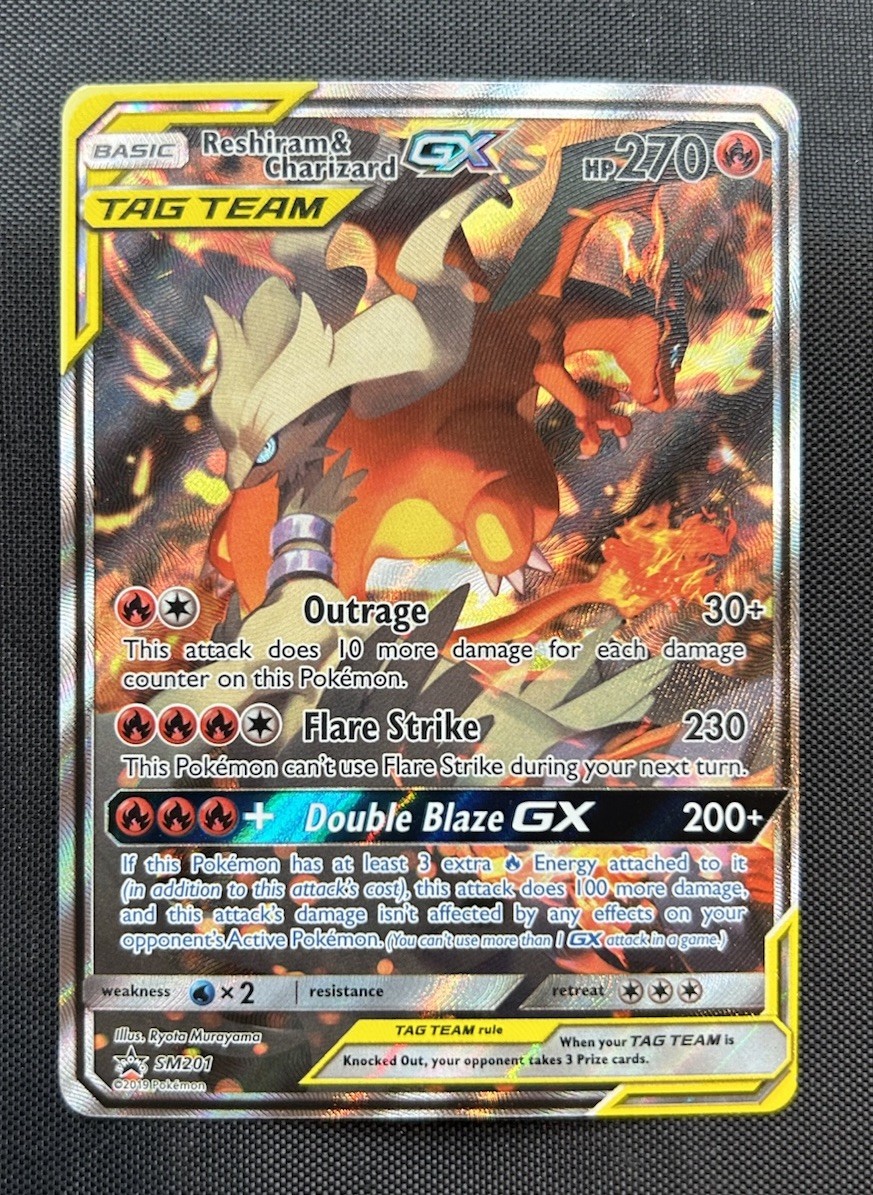 2019 Pokemon Reshiram & Charizard GX Black Star Promo Full Art #SM201 – NM