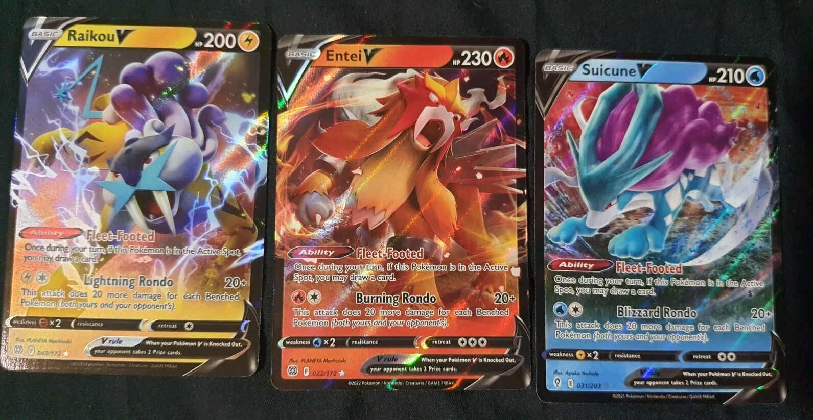 Suicune V 031 Raikou V 048 Entei V 022 Evolving Skies Brilliant Stars Pokemon