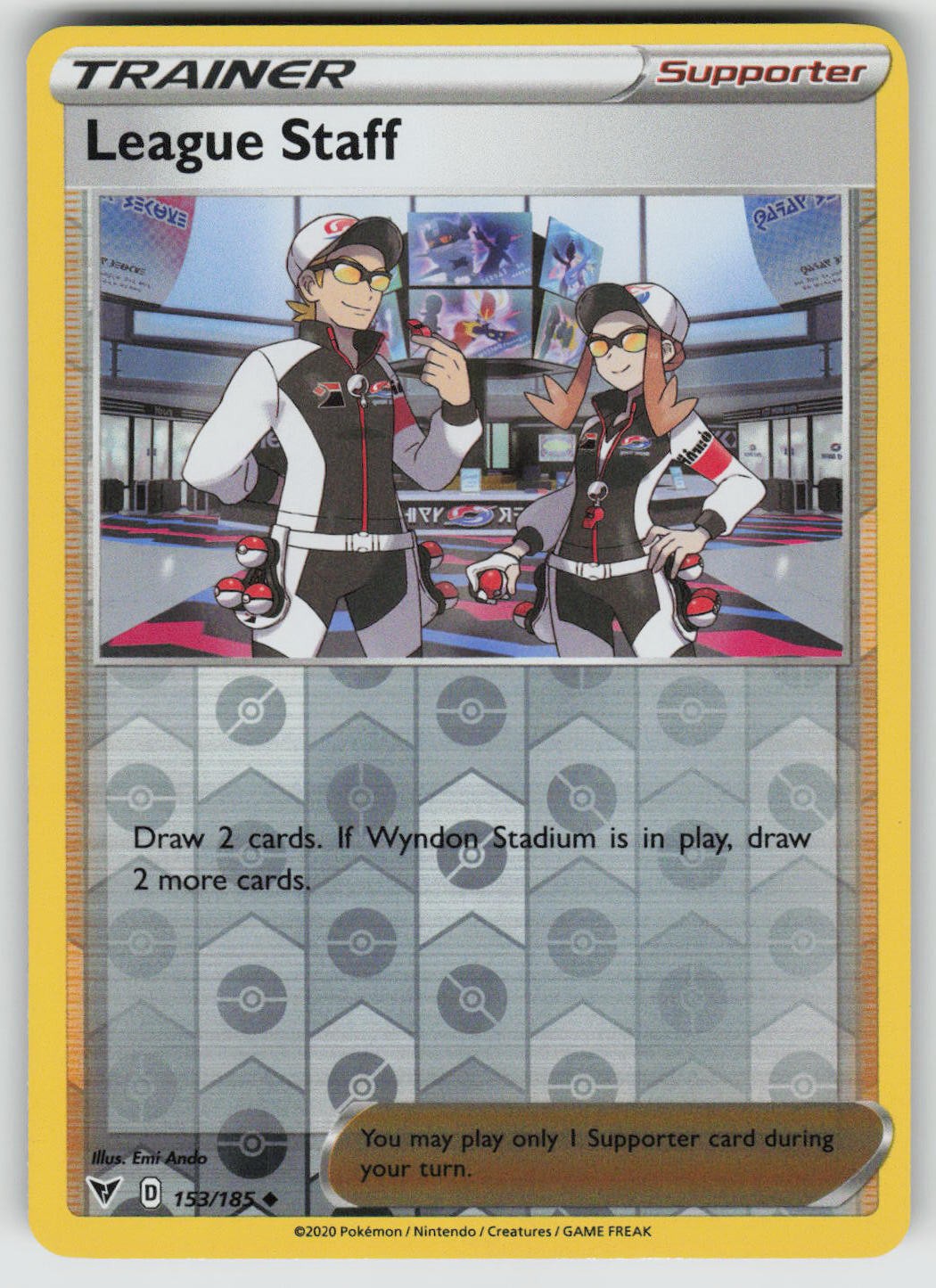 League Staff 153/185 Uncommon Vivid Voltage Pokemon Reverse Holo Near Mint