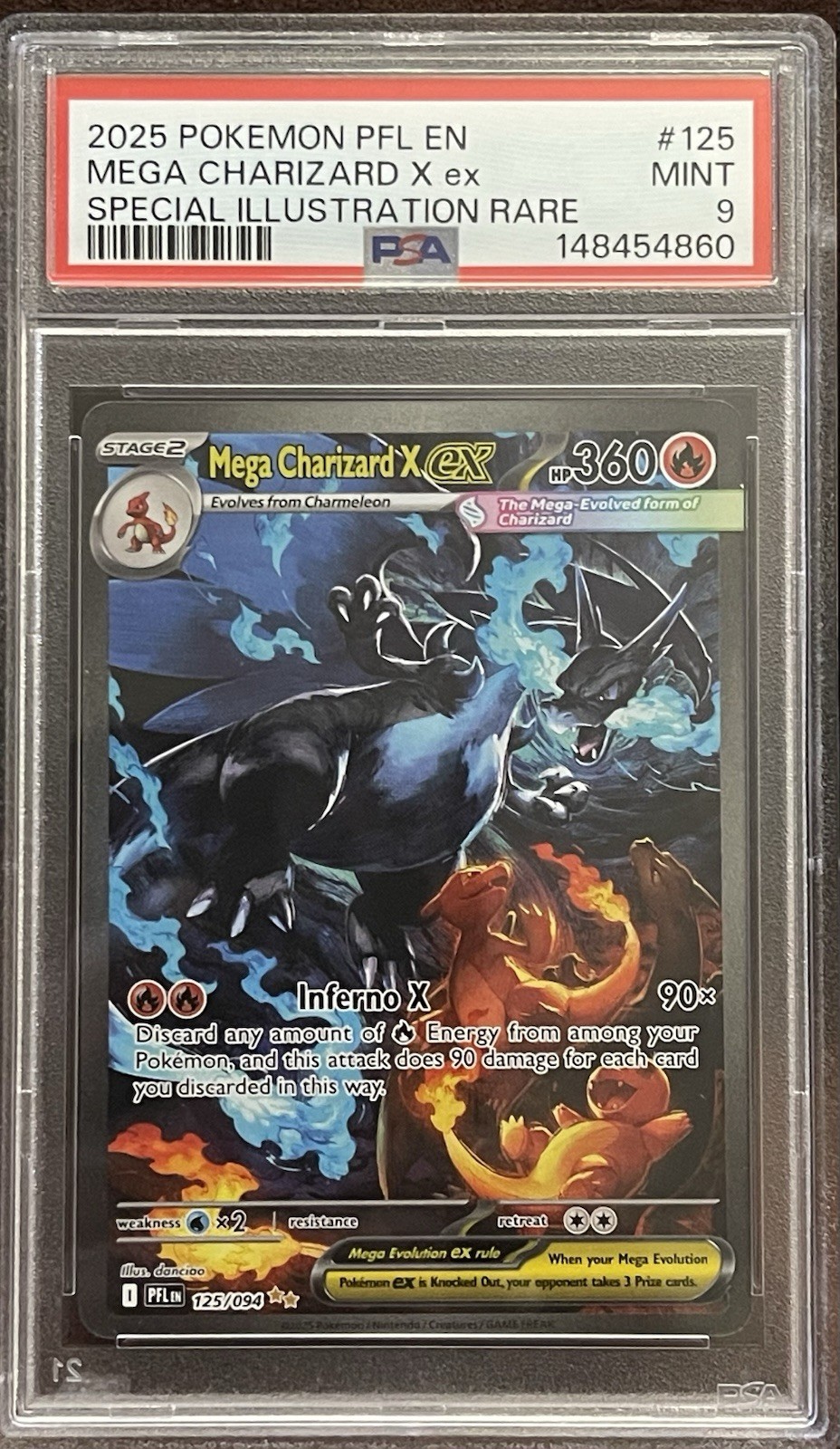 Pokemon 2025 Mega Charizard X ex 125/094 SIR Phantasmal Flames PSA 9