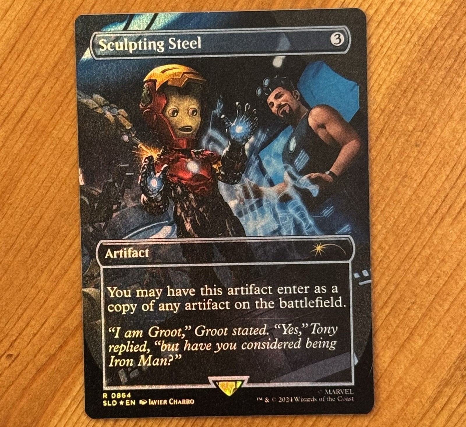 Sculpting Steel, R 0864, NM Foil, MTG Secret Lair x Marvel, Groot, Iron Man, SLD