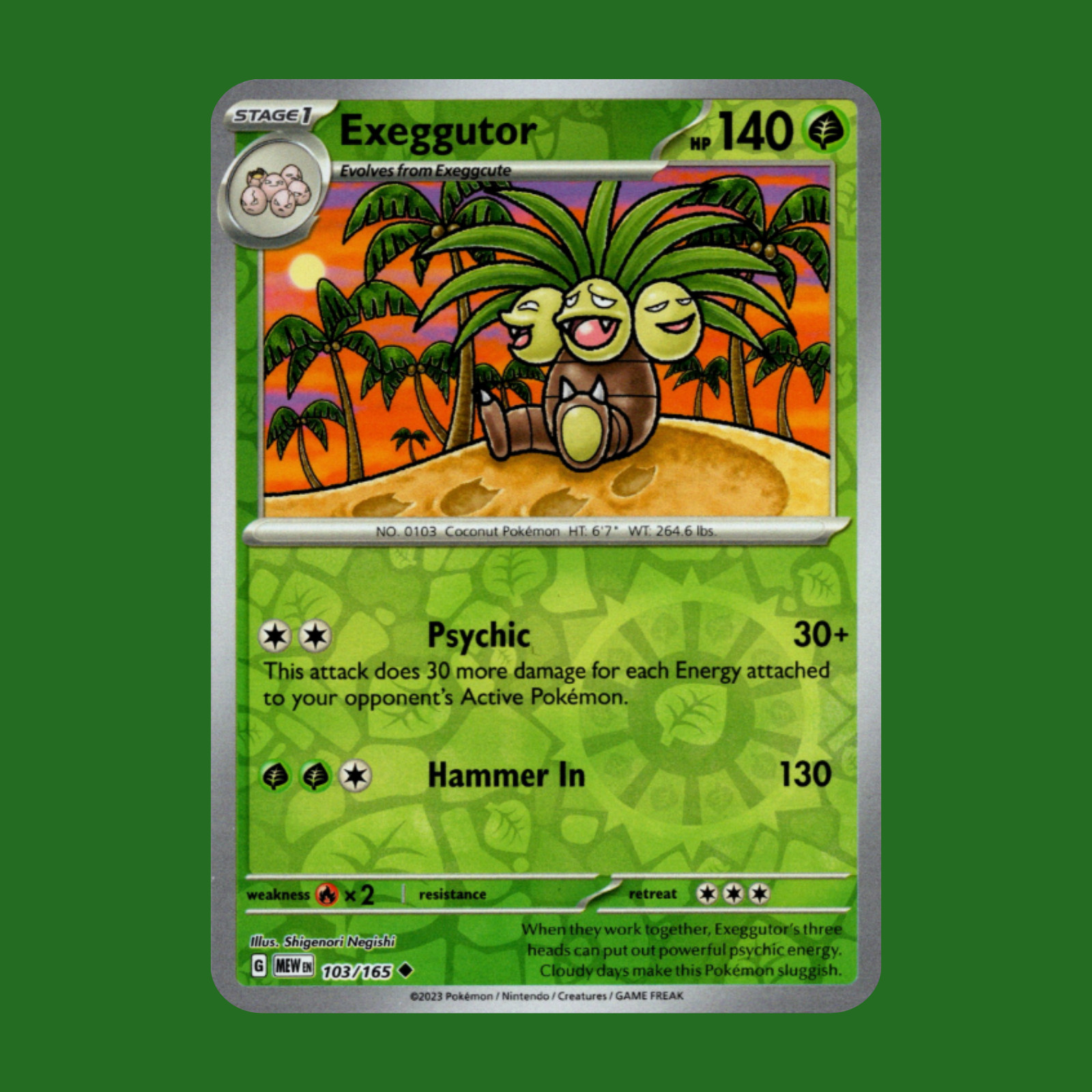 Pokémon TCG Exeggutor 103/165 Scarlet & Violet 151 Reverse Holo NM