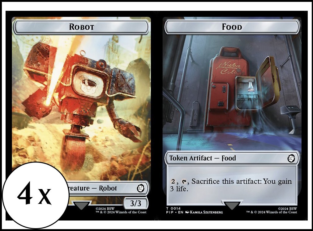 MTG – 4 x Robot (3/3) / Food Token (0014) – Playset 4x x4 – Fallout