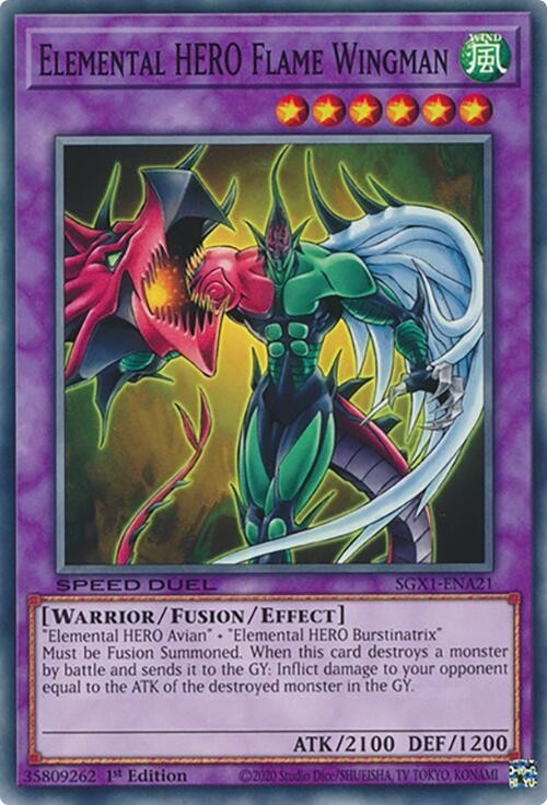 Yugioh Elemental HERO Flame Wingman 1st Edition Common SGX1-ENA21 NM