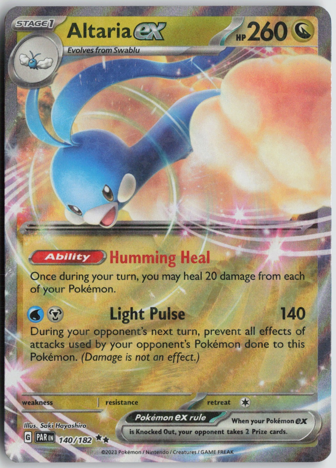 Altaria ex Double Rare Holo SV04: Paradox Rift 140/182 NM Saki Hayashiro
