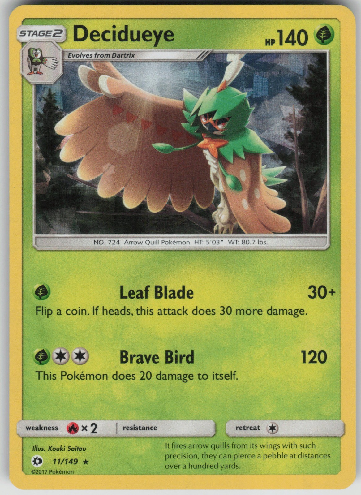 Pokemon TCG Decidueye – (Cracked Ice Holo) Holo Rare Deck Exclusives 011/149