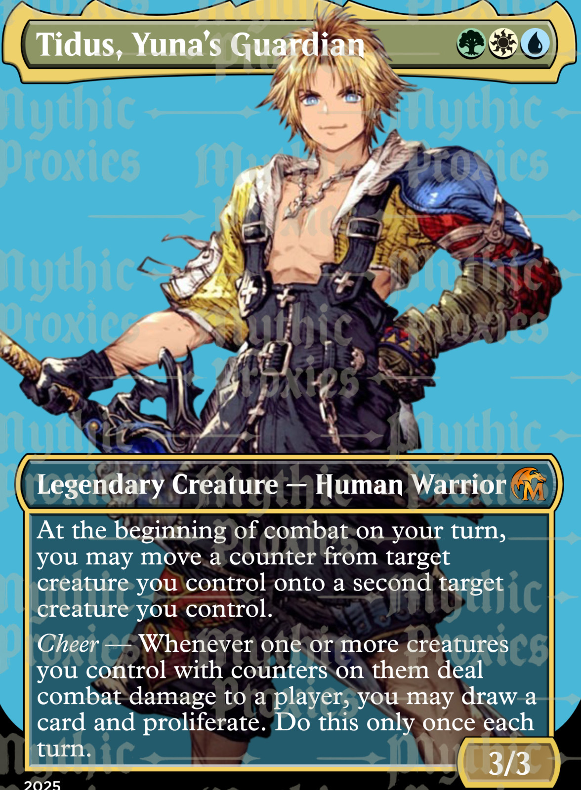 Tidus, Yuna’s Guardian High Quality Custom Altered Art Playtest Proxy Card