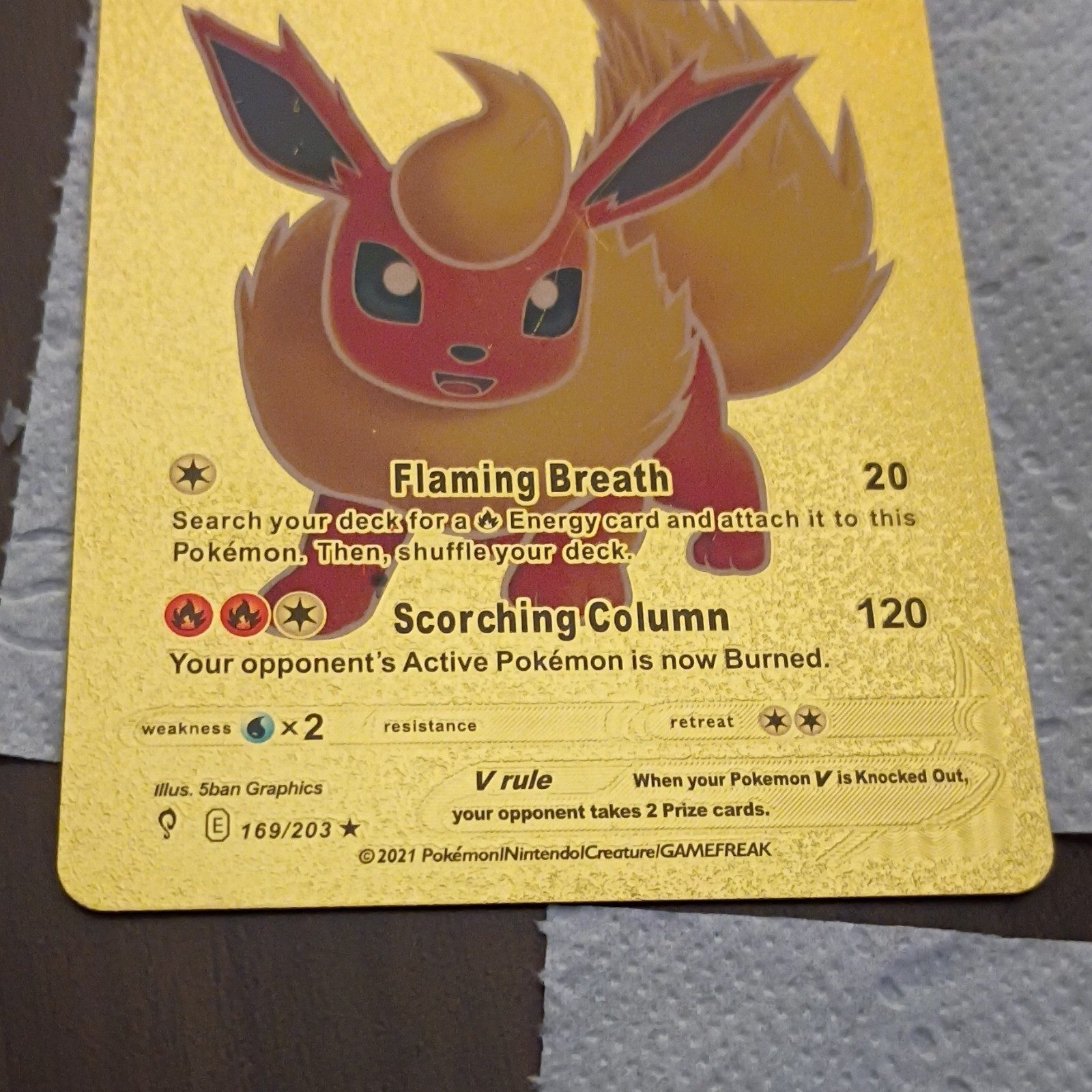 Flareon V 169/203 Evolving Skies Fan Art Gold foil collectiors edition only