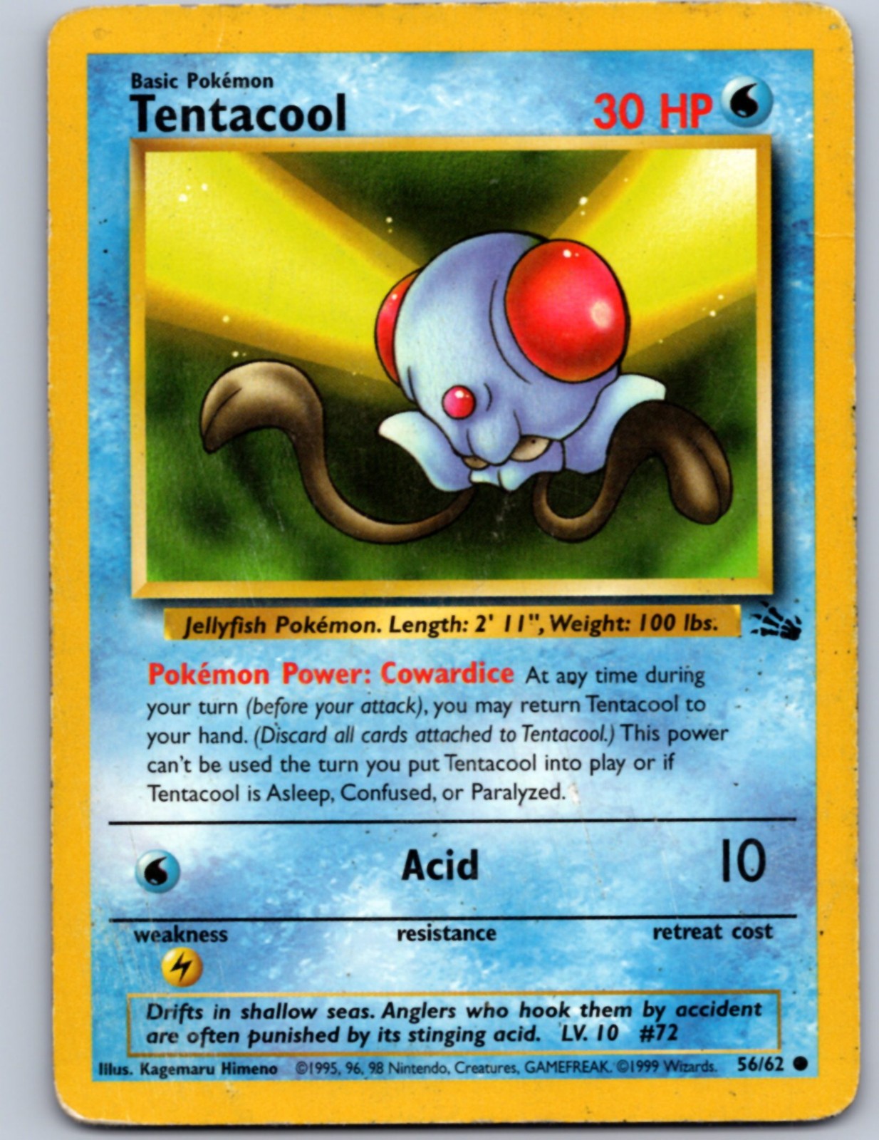 Tentacool Unlimited [FO – 56/62] Fossil Pokemon 199910 Common HP