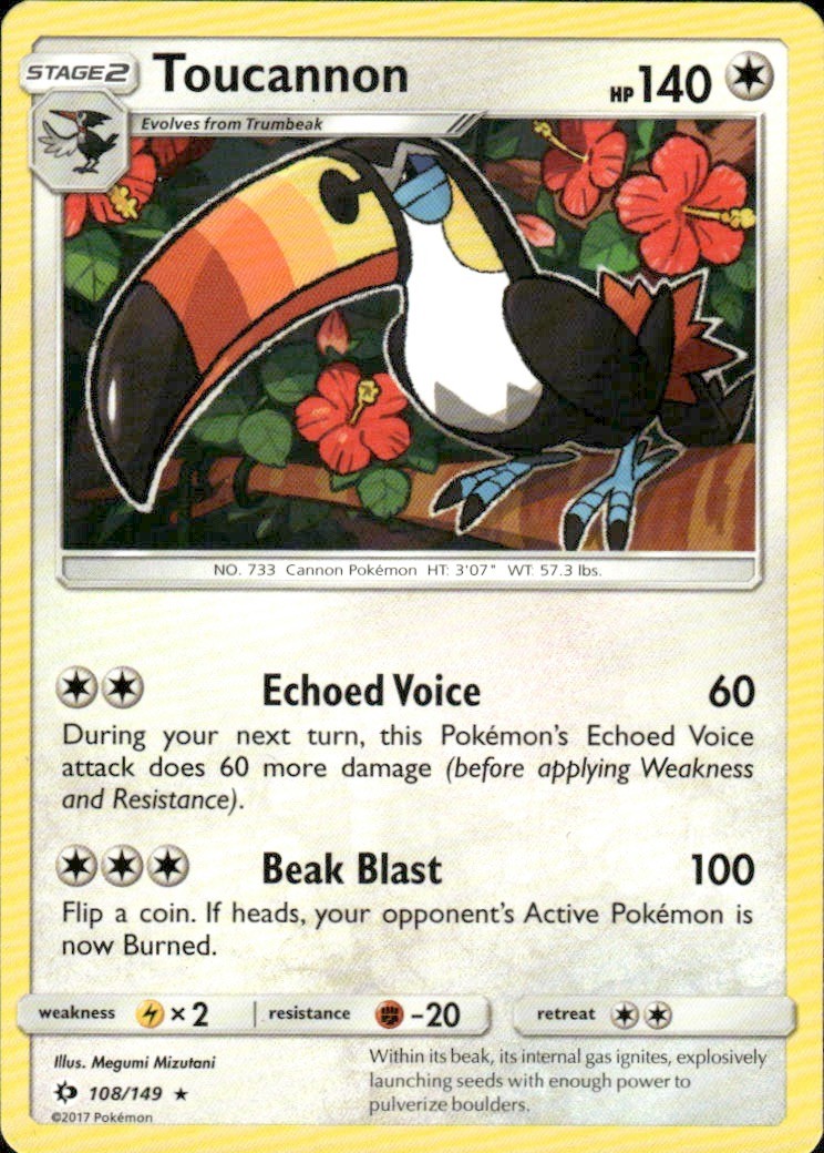 TOUCANNON 108/149 SM BASE SET RARE POKEMON MEGUMI MIZUTANI