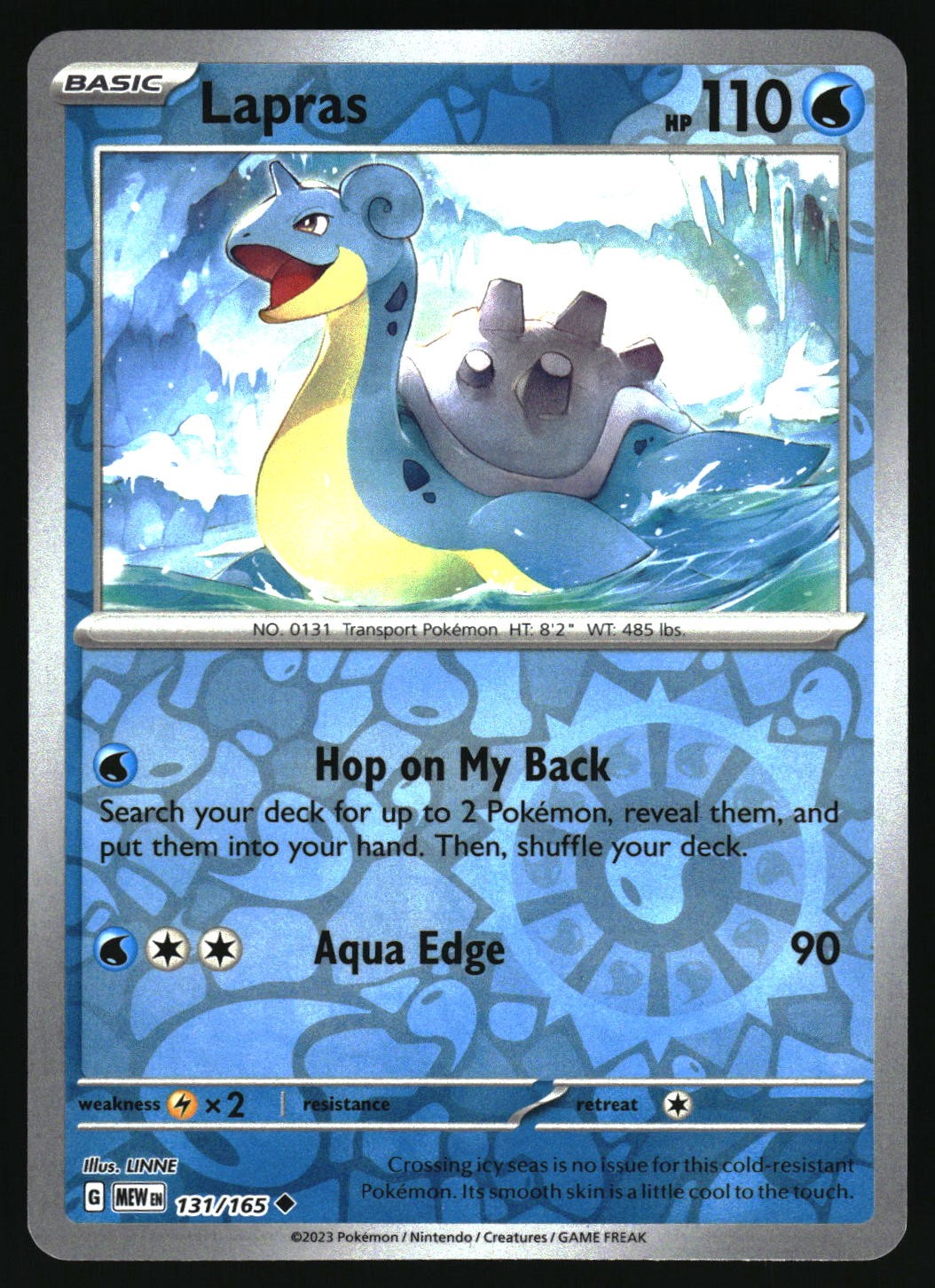 Pokemon Reverse Holo Lapras SV: Scarlet & Violet 151 131/165 NM