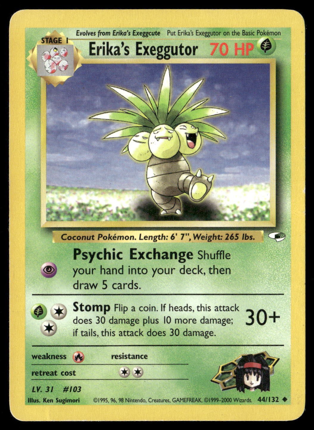 Erika’s Exeggutor 44/132 Uncommon Gym Heroes Pokemon Unlimited MP