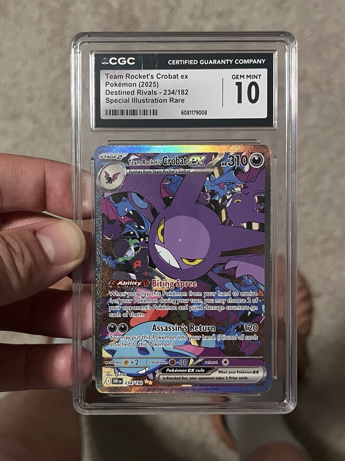 Team Rocket’s Crobat EX CGC 10 Pokemon 2025 S&V Destined Rivals SIR 234 Low POP