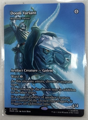 MTG Marvel Super Heroes DOOM VARIANT – ROAMING THRONE Borderless Mythic FOIL#099