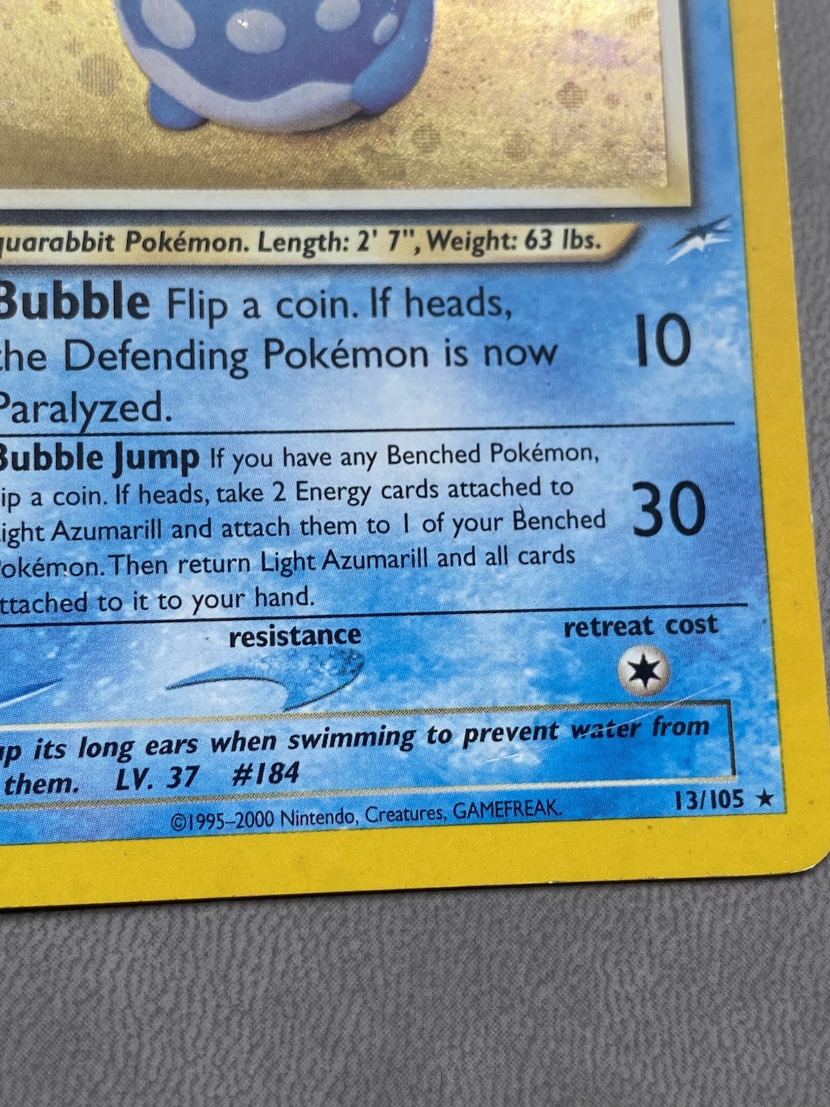 Light Azumarill 13/105 Rare Neo Destiny Pokemon Unlimited Holo