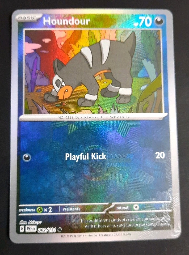 Houndour 62/131 Reverse Holo – Pokemon Prismatic Evolutions Poke Ball NM/M