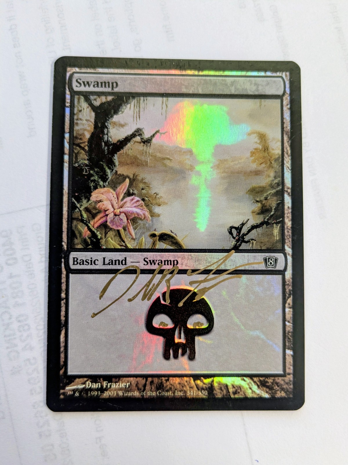 MTG EIGHTH EDITION FOIL Swamp SIGNED IN GOLD BY DAN FRAZIER