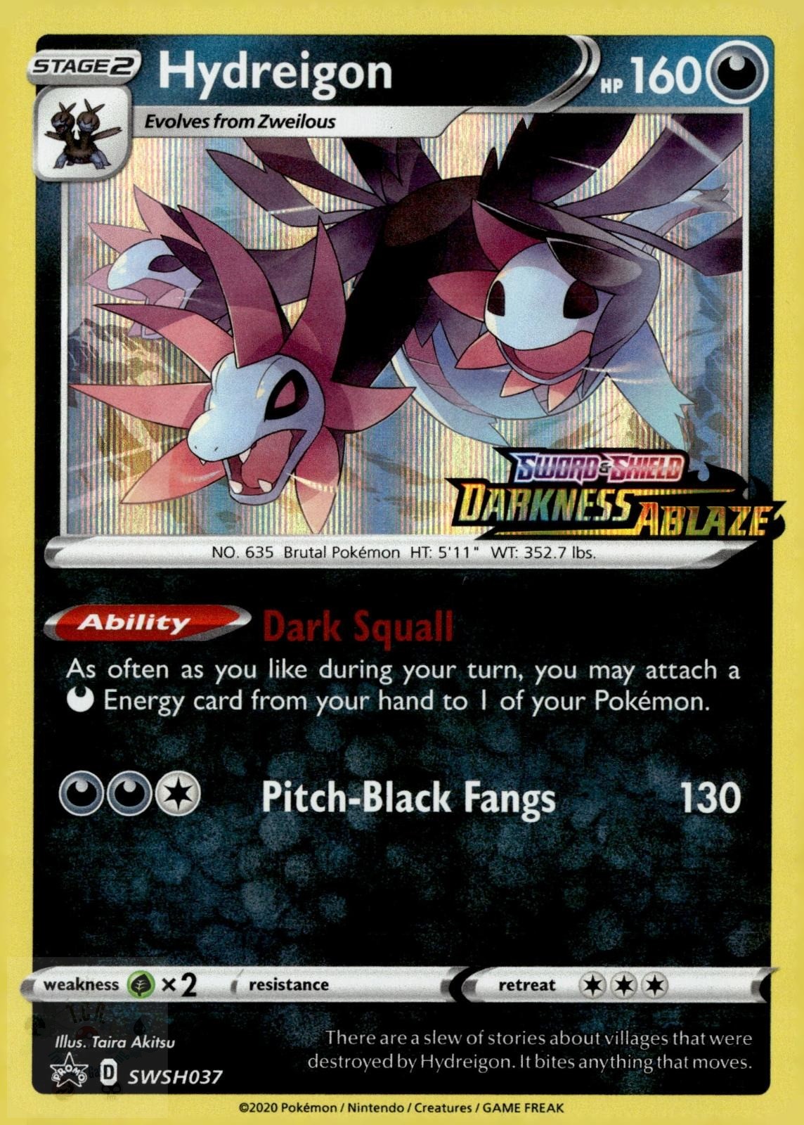 Hydreigon (Prerelease) SWSH037 Holo Promo Sword & Shield Promo Pokemon NM/M