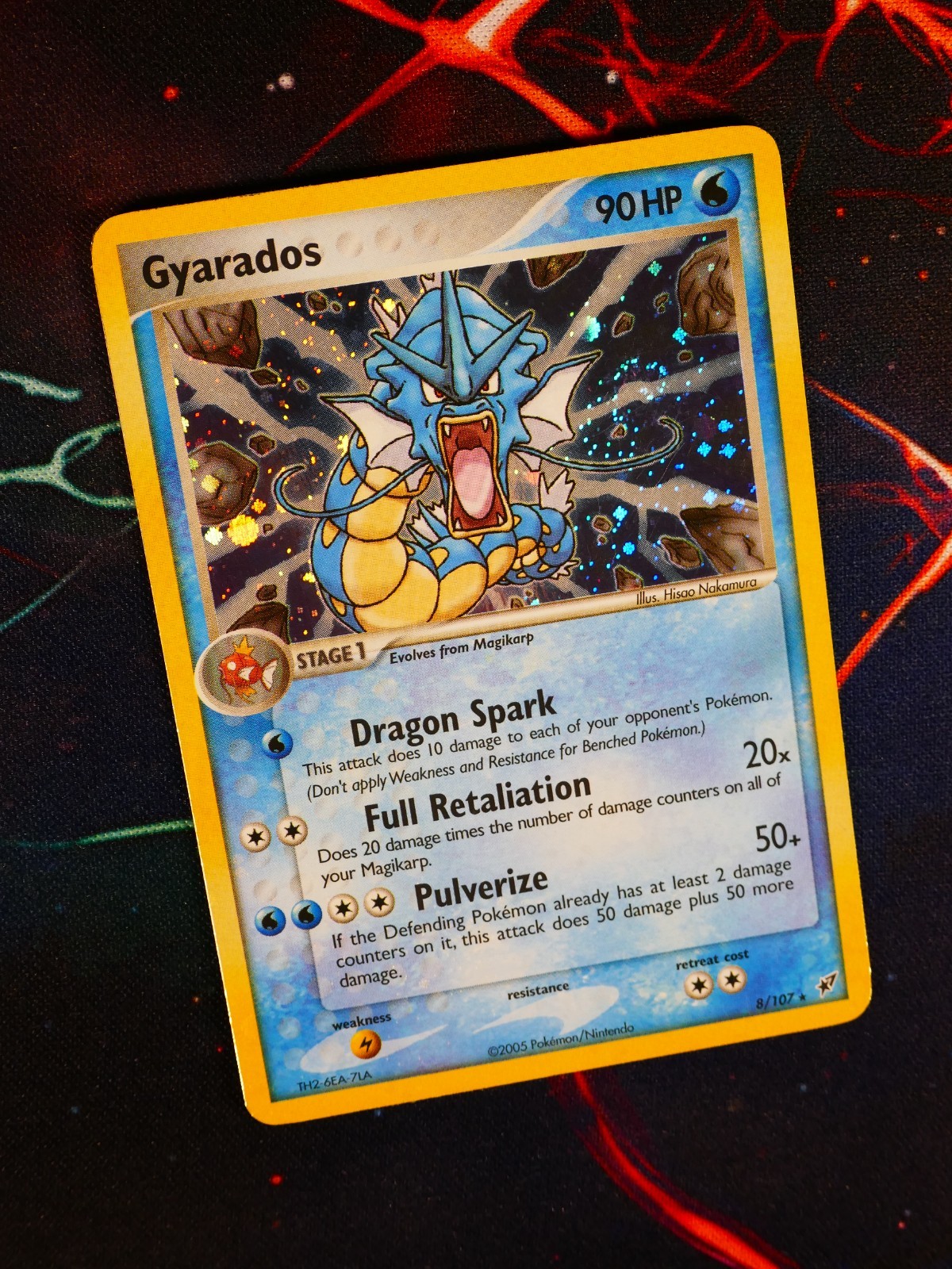 MP+ Pokemon GYARADOS Card EX DEOXYS Set #8/107 Rare Holo SWIRL + Foil BLEED#1