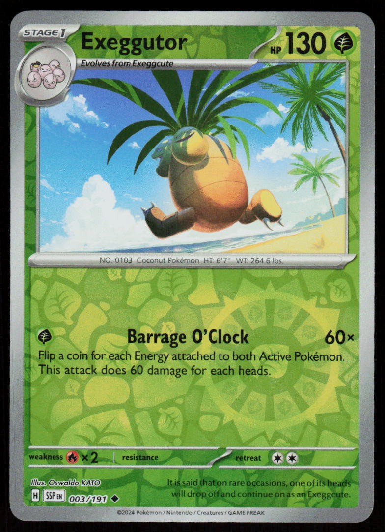 Exeggutor 003/191 Uncommon Surging Sparks Pokemon Reverse Holo Near Mint