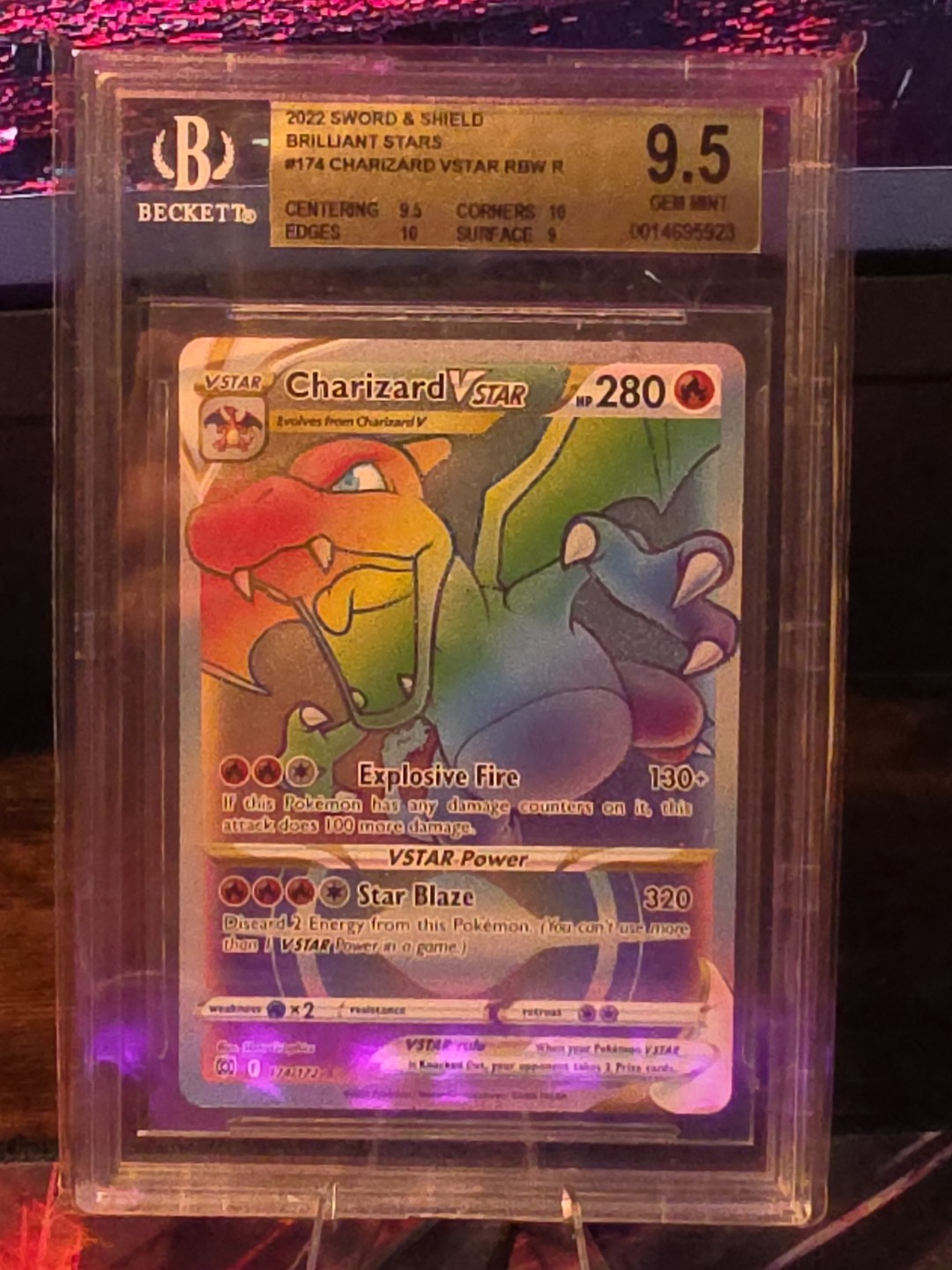 Pokémon TCG Charizard VSTAR Rainbow Secret Rare Brilliant Stars 174/172 BGS 9.5