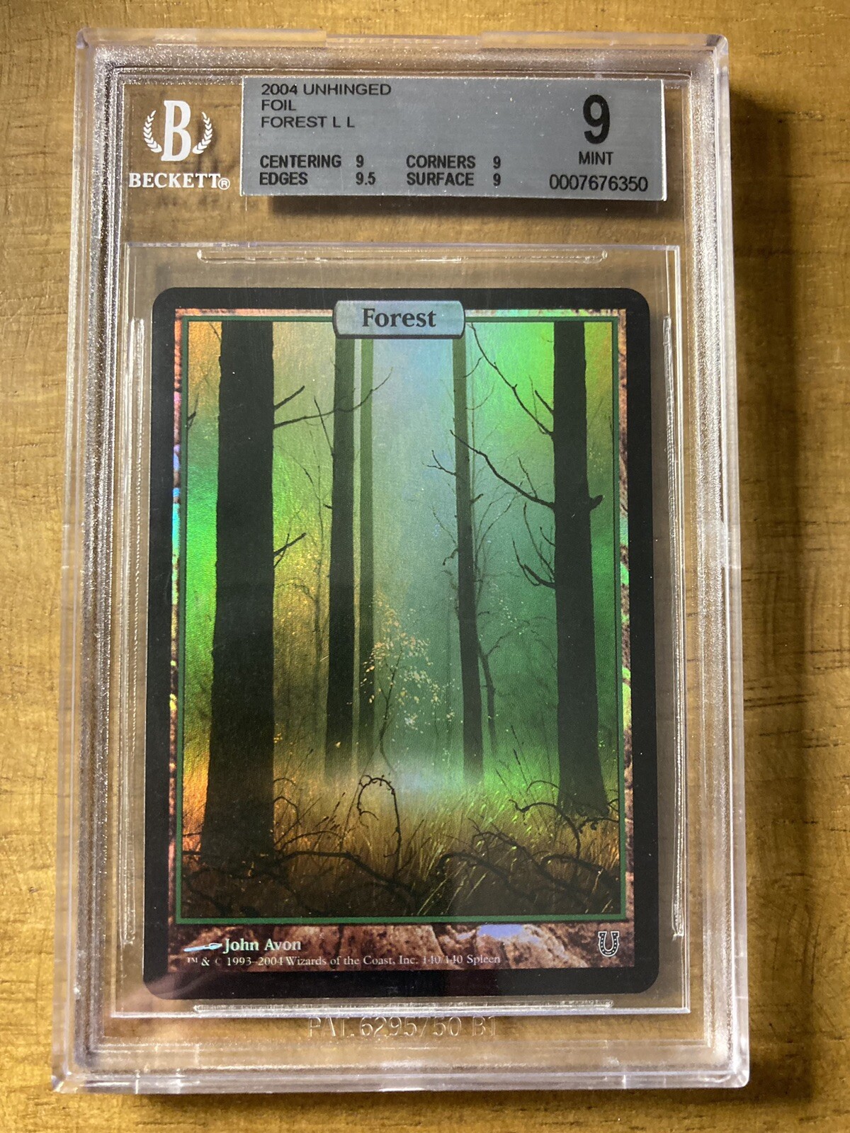 MTG✨FOREST (Full Art) FOIL✨Unhinged BGS Quad 9’s+ MINT LAND 2004 Avon LOW POP !