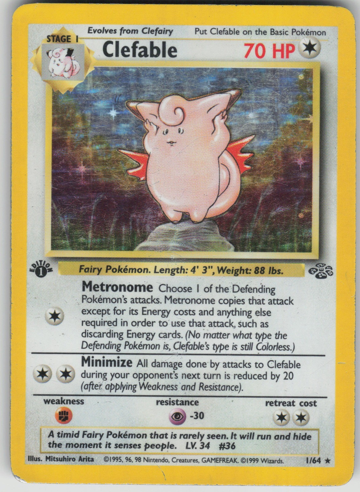 Pokemon TCG Clefable (1) Holo Rare Jungle 01/64