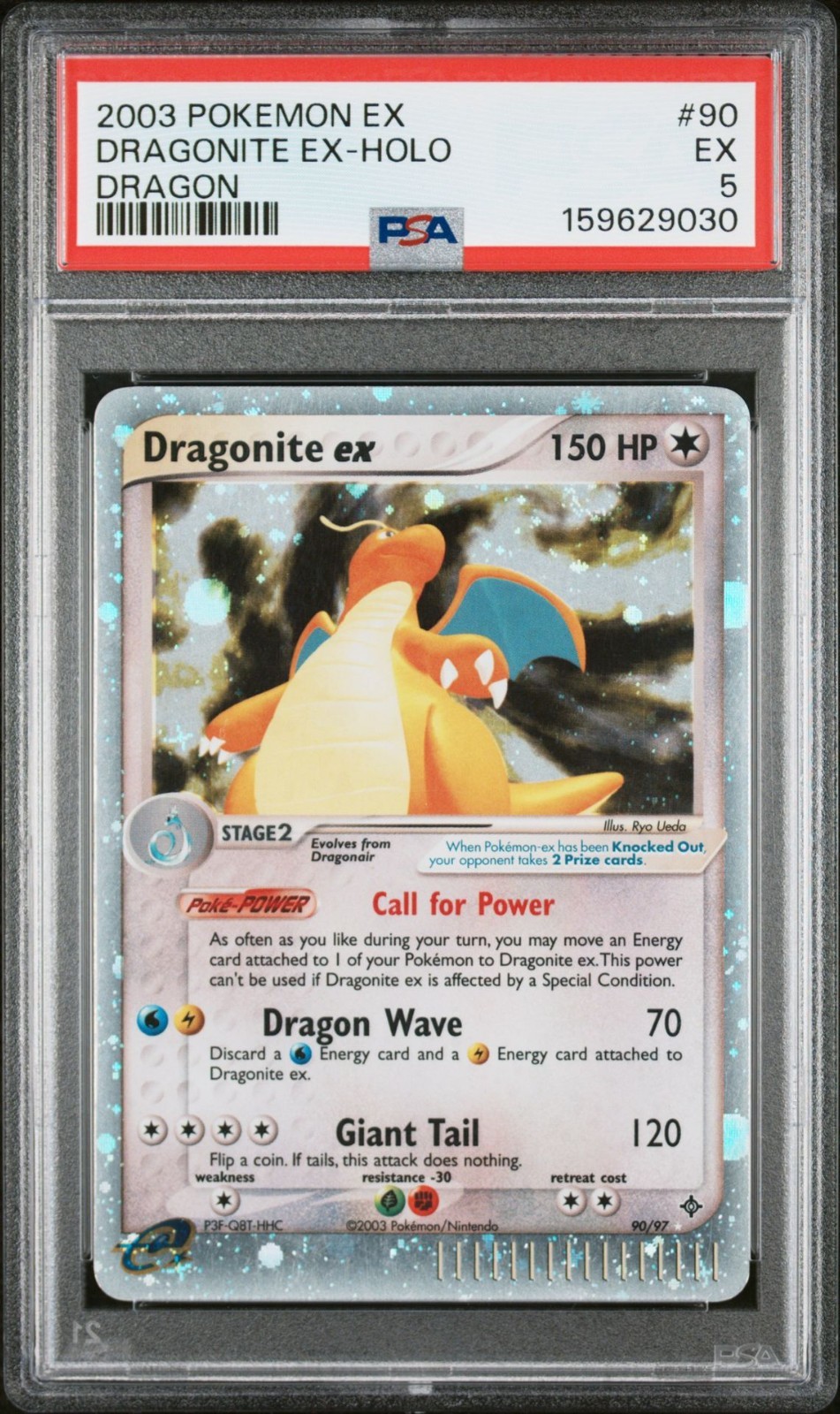 2003 POKEMON EX DRAGON #90 DRAGONITE EX-HOLO PSA 5