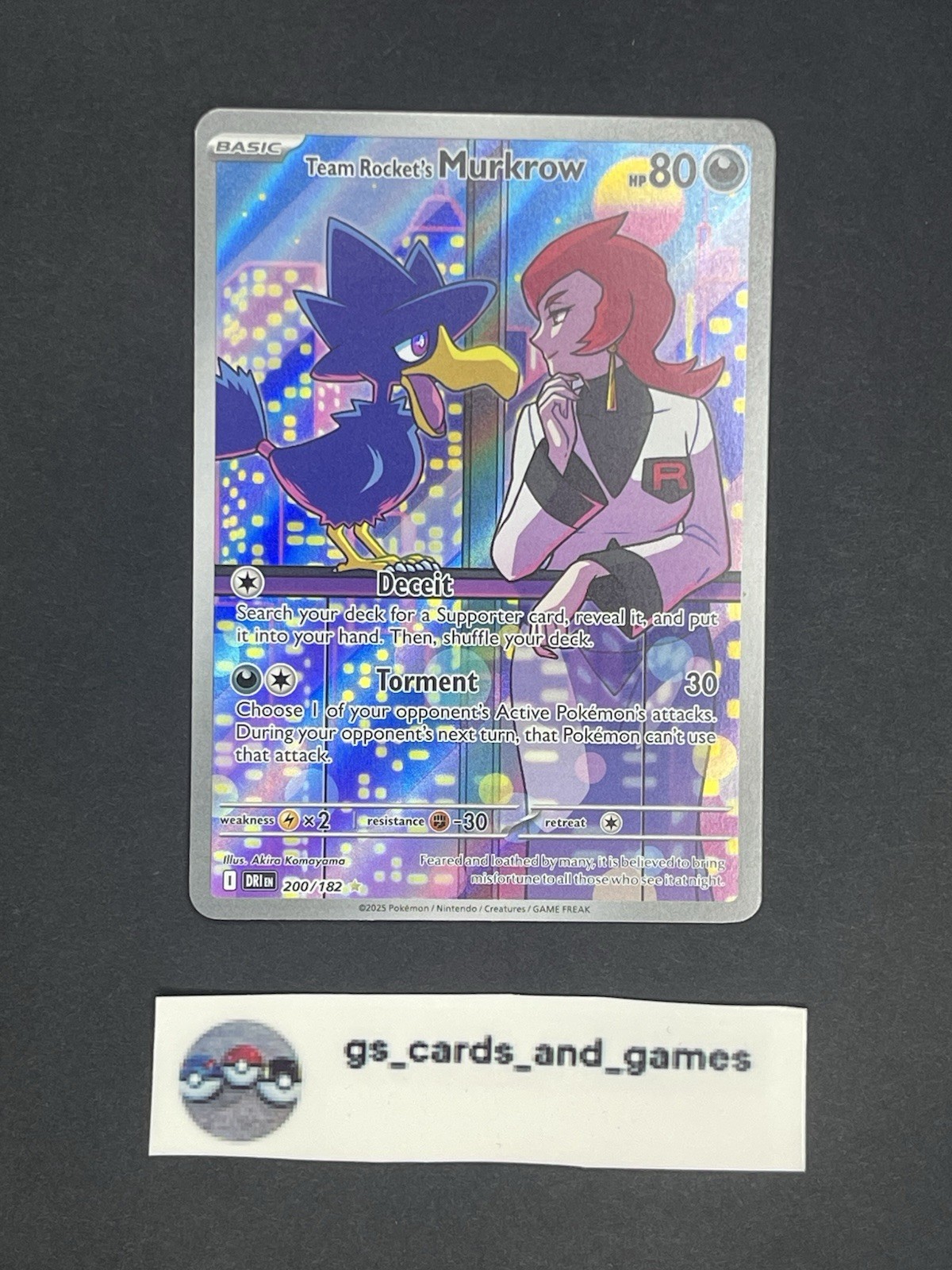 Team Rocket’s Murkrow 200/182 Illustration Rare – Destined Rivals – Pokemon TCG