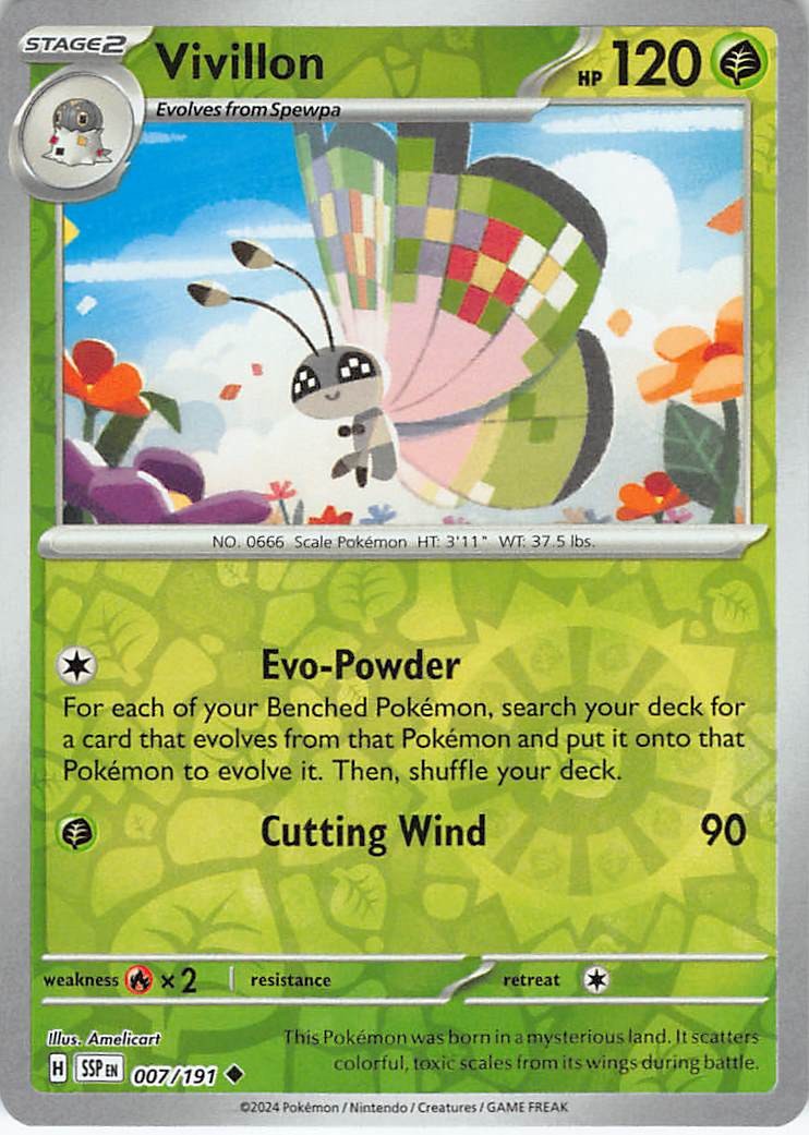 Vivillon 007/191 Surging Sparks Reverse Holofoil