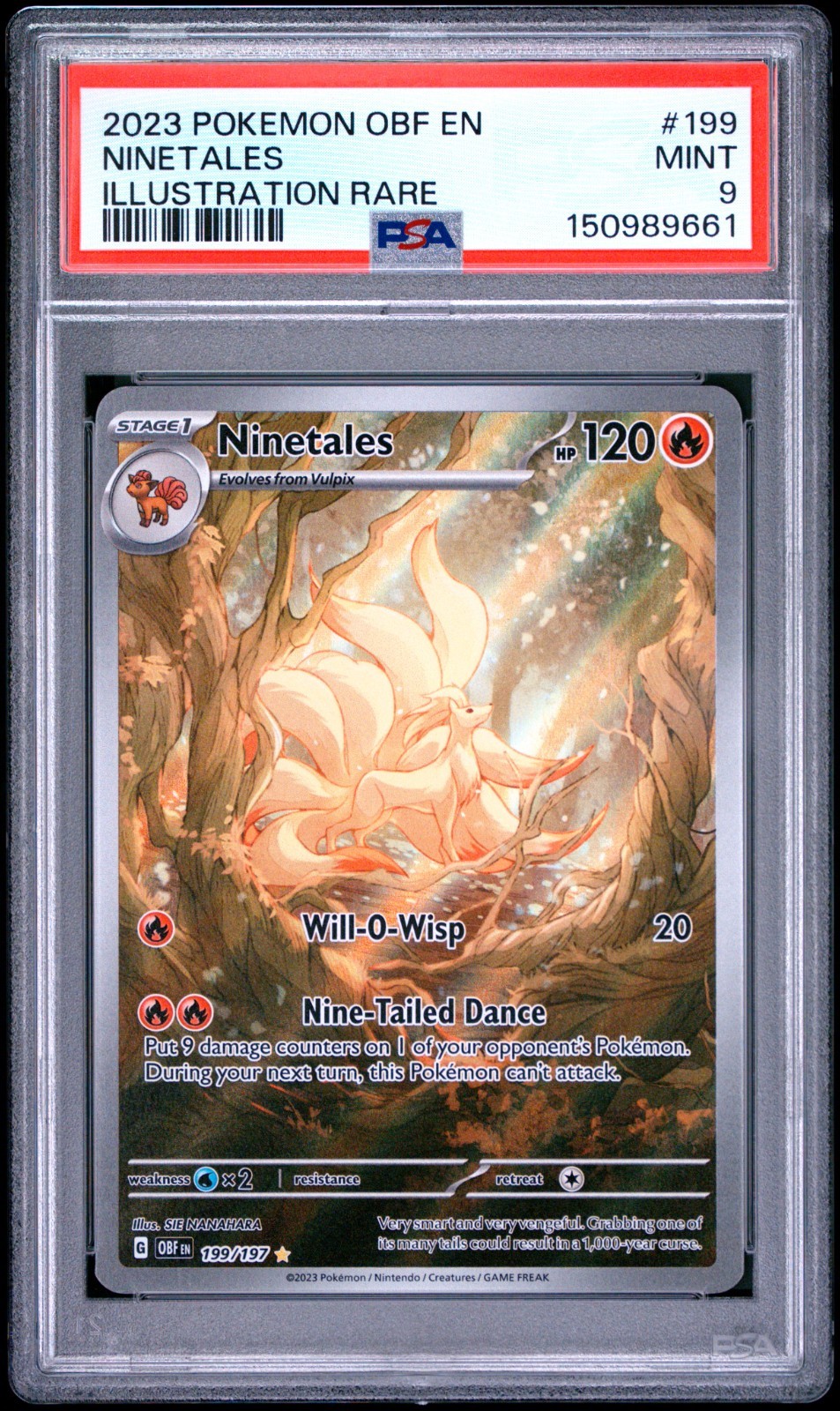 Ninetales Illustration Rare Obsidian Flames IR 199/197 SV03: PSA 9