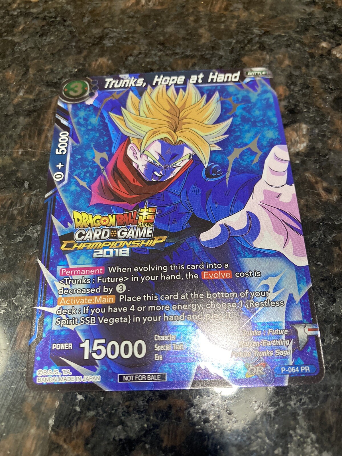 Trunks Hope at Hand P-064 Championship 2018 Foil Dragon Ball Super Card Game NM