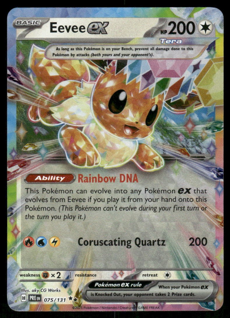 2025 Eevee ex – 075/131 Double Rare Holo NM SV: Prismatic Evolutions Pokémon