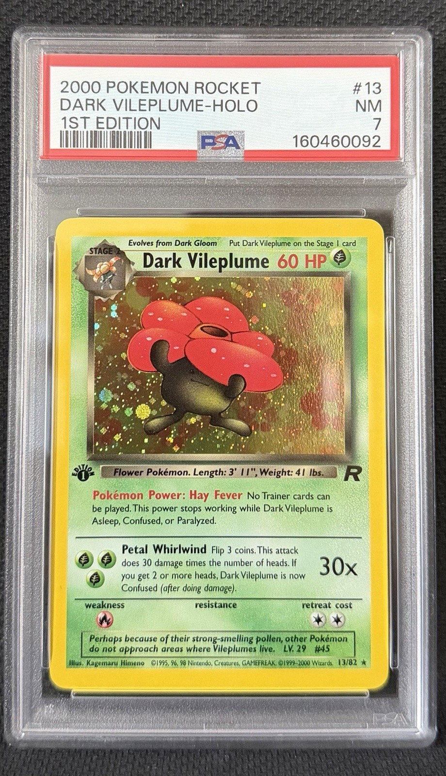 DARK VILEPLUME Team Rocket Holo Rare 13/82 1st Edition English 2000 PSA 7