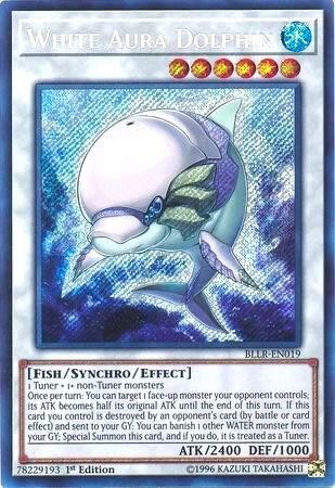 Yugioh White Aura Dolphin 1st Edition Secret Rare BLLR-EN019 NM