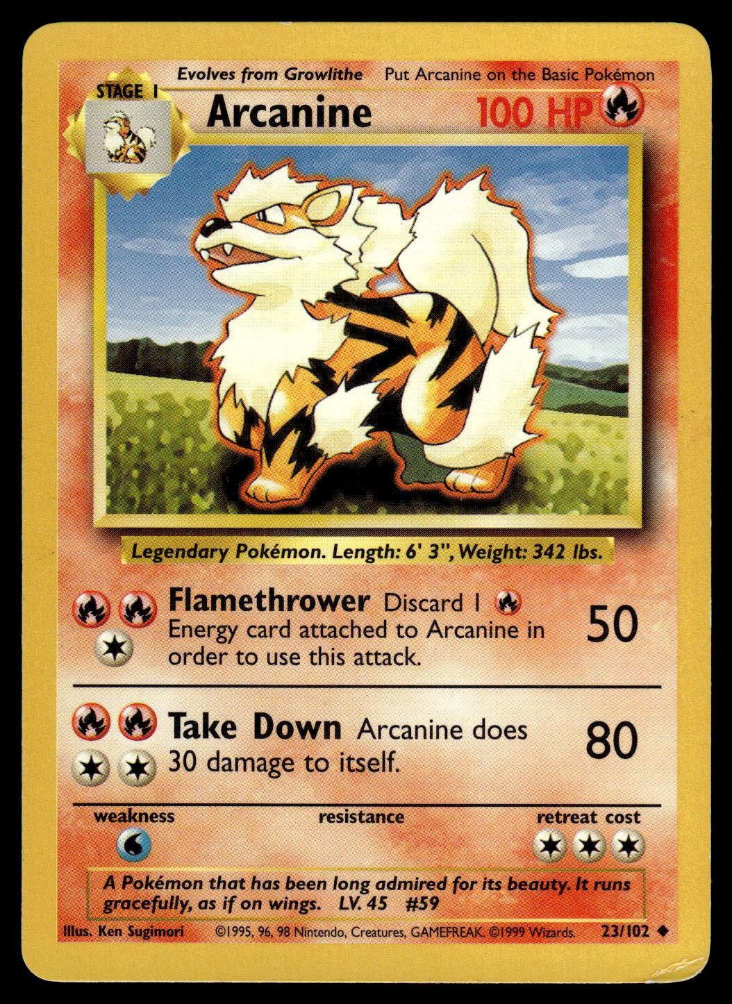 Arcanine 23/102 ( MP ) UC | Base Set Unlimited | Pokemon