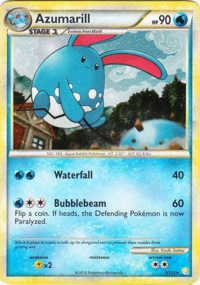 Damaged Azumarill – 2/123 – Holo Rare Pokemon HeartGold & SoulSilver