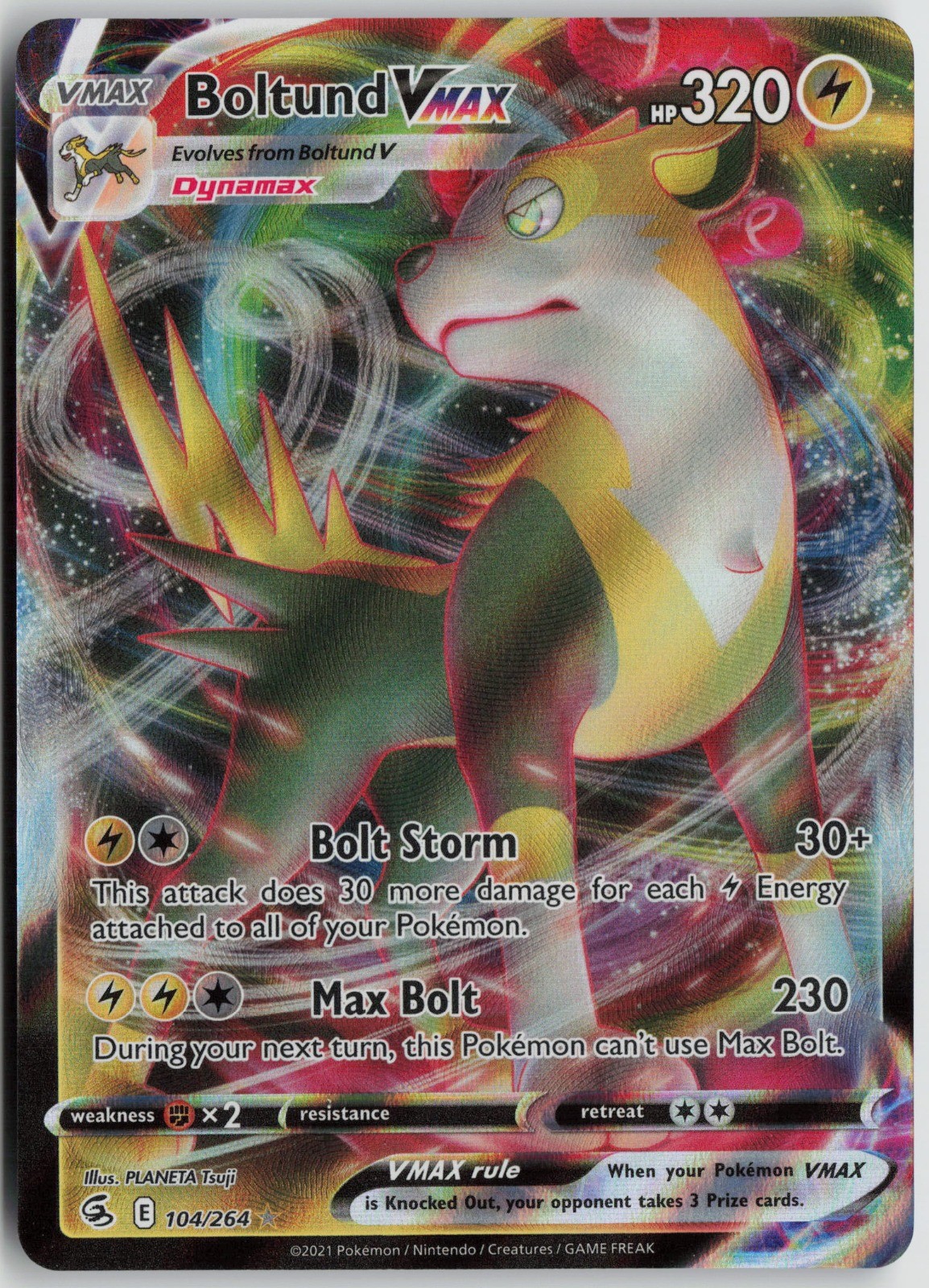 Boltund VMAX Ultra Rare Holo SWSH08: Fusion Strike 104/264 NM PLANETA Tsuji