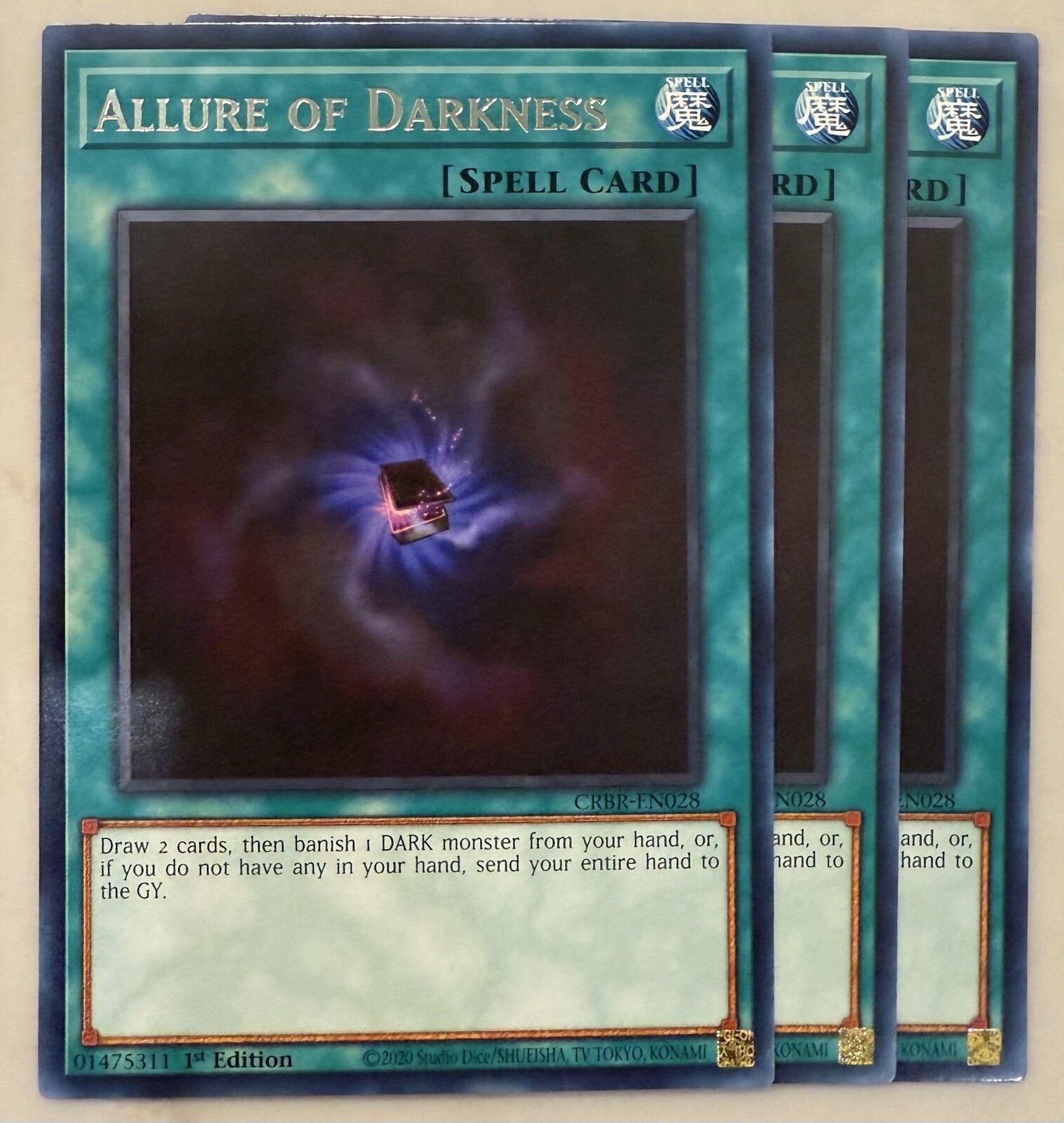 Yugioh! 3x Allure of Darkness CRBR-EN028 Rare 1st Ed NM