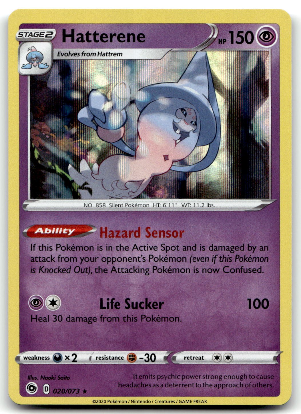 Hatterene 20/73 Champion’s Path Holo Rare Holo Pokemon TCG NM