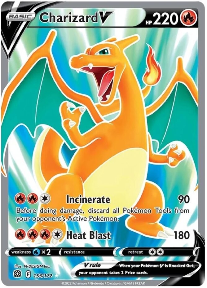 NM-Mint Charizard V – 153/172 – Full Art Ultra Rare Pokemon Brilliant Stars