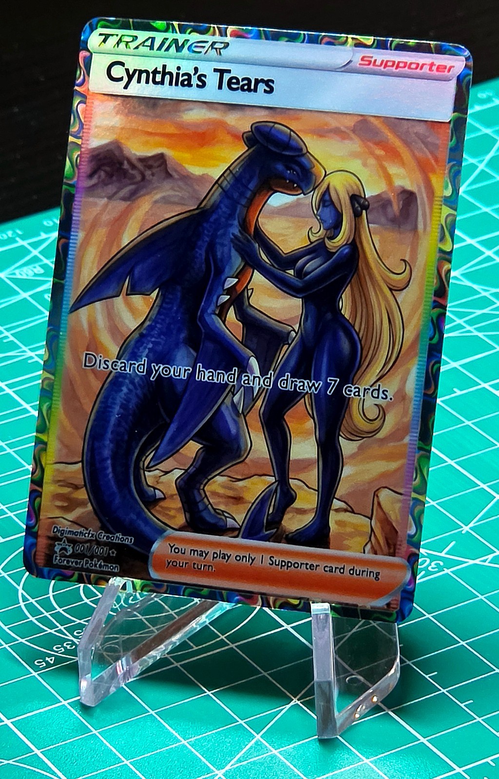 Cynthia’s Tears. Alternate Waifu Lewd Fan Art. Glossy Holographic