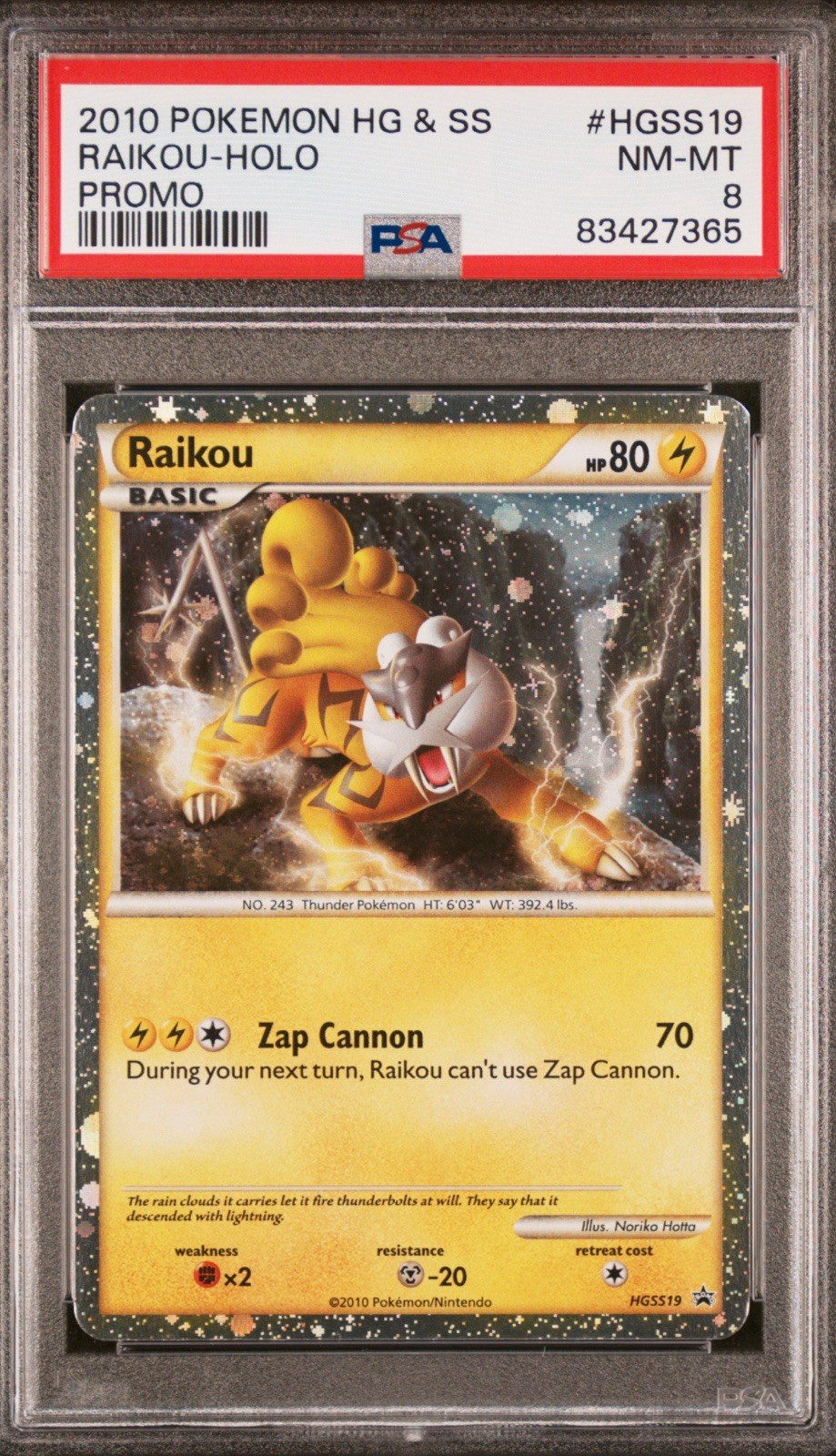 2010 Pokemon Heartgold & Soulsilver Raikou Holo Black Star Promo HGSS19 PSA 8