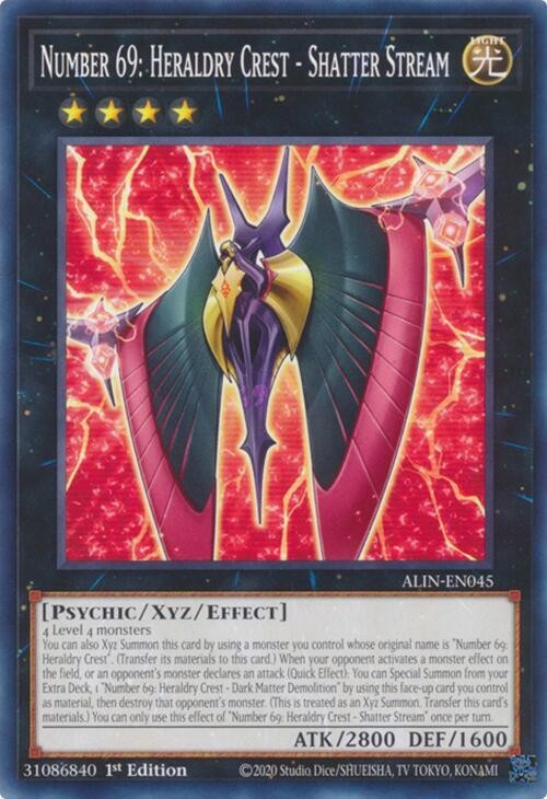 Yugioh Number 69: Heraldry Crest – Shatter Stream 1st Ed Common ALIN-EN045 NM