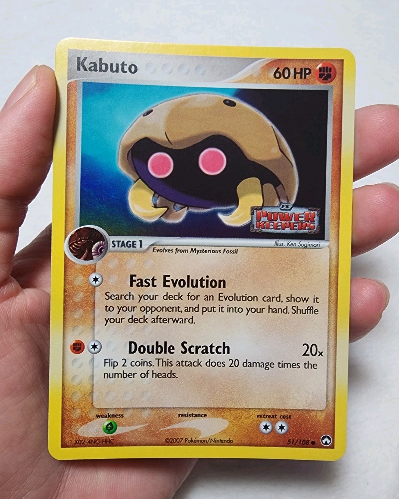 Kabuto 51/108 Power Keepers Reverse Holo Stamped Pokemon NM