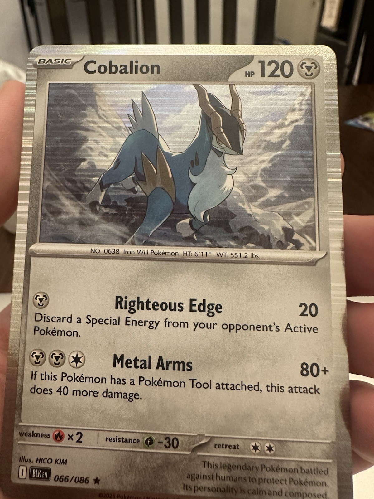 Factory Error – Pokemon Cobalion 066/086 Sv: Black Bolt Holo Rare 120 HP English