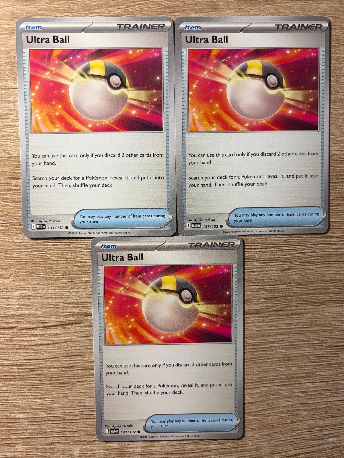 Pokemon 3x Ultra Ball 131/132 Me01: Mega Evolution Regular. 3x. Free Shipping!!