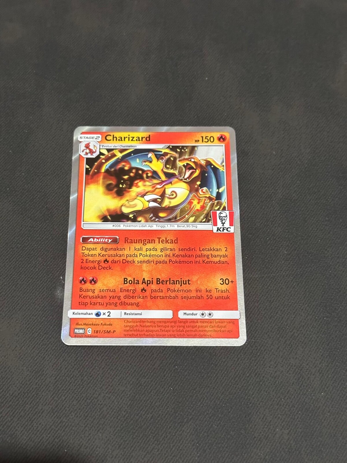 Pokémon TCG Bahasa Indonesia Language Charizard KFC Stamp Promo 181/SM-P HOLO