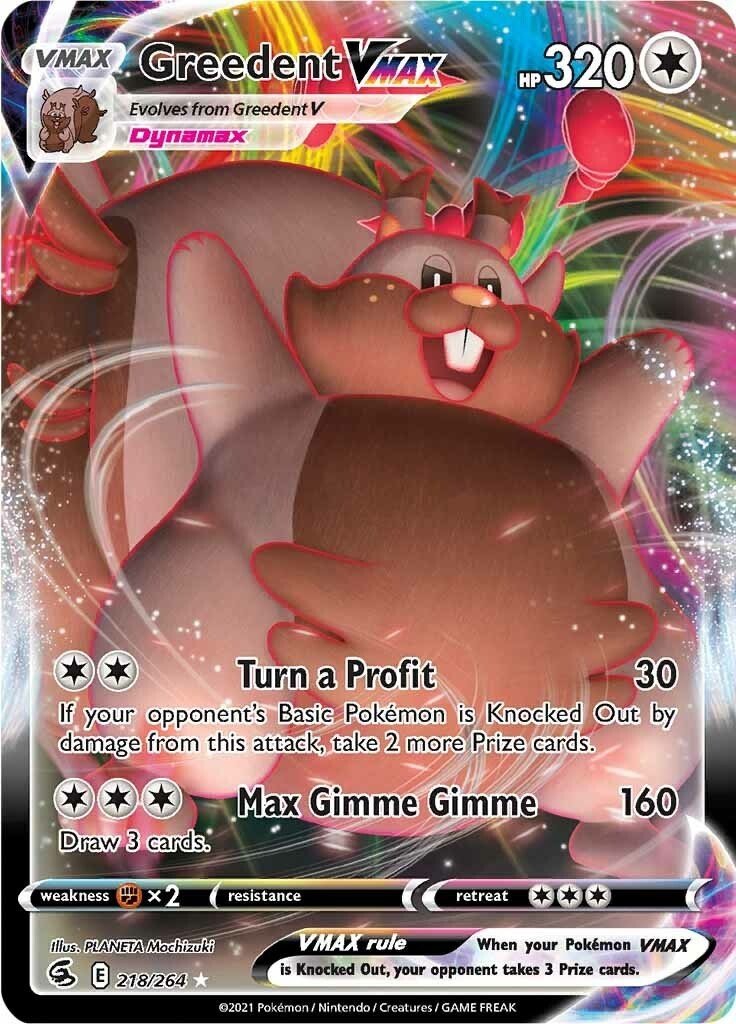 Greedent VMAX SWSH08 218/264 Pokémon SWSH08: Fusion Strike Ultra Rare Holofoi…